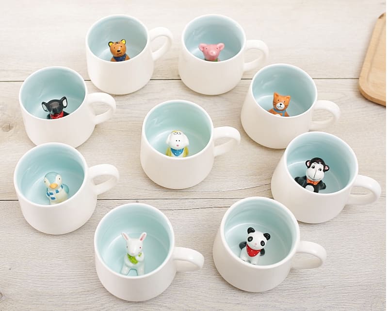 3D Funny Handmade Ceramic Coffee Mugs Cartoon Tea Cups for Friends, Family or Kids